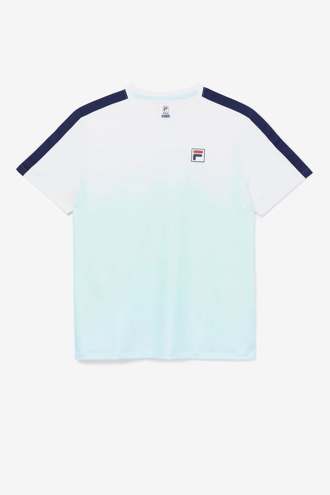 Fila Legends Ombre Crew White T-Shirt Mens - NZ 79286-NZER